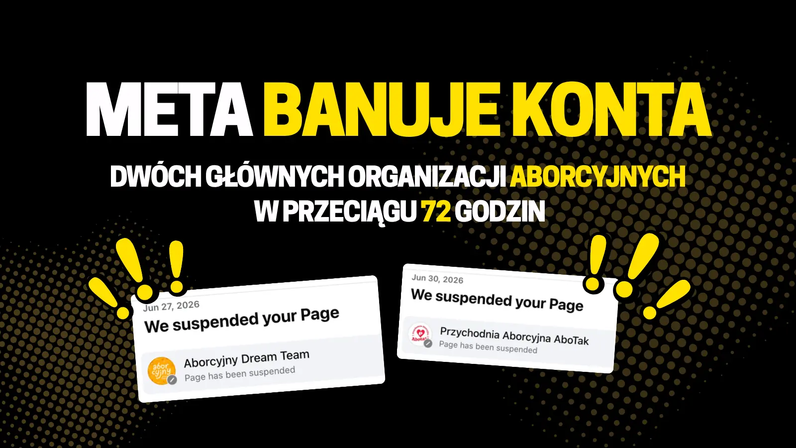 Meta blokuje konta dwóch największych organizacji aborcyjnych w przeciągu 72 godzin.