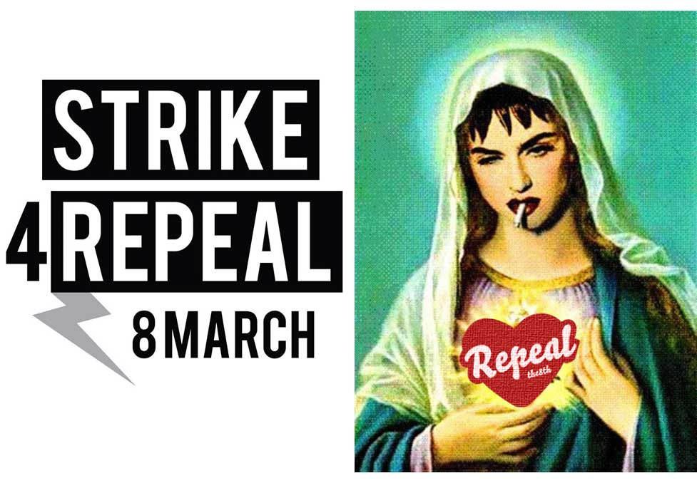 Baner protestu Strike 4 repeal 8 march.